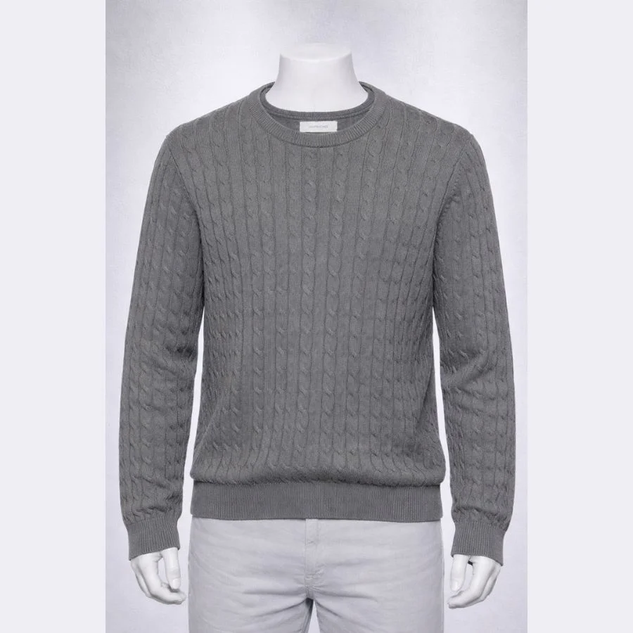 T3201 (1) JACK & JONES Men Grey Cable Knit Sweater