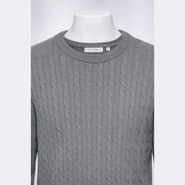 JACK & JONES Men's Grey Cable Knit Sweater – Size Large - Image 3