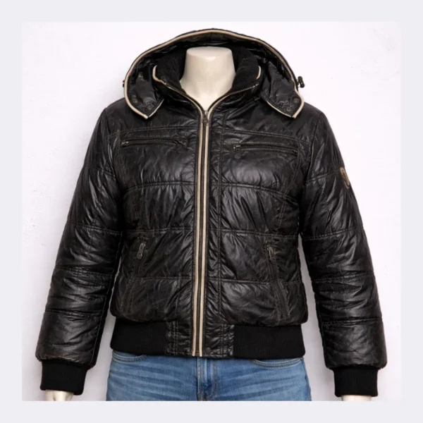 MONCLER Shiny Black Hooded Jacket