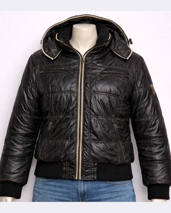 MONCLER Shiny Black Hooded Jacket