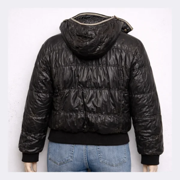 MONCLER Shiny Black Hooded Jacket XL - Image 2