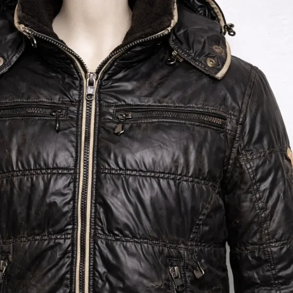 MONCLER Shiny Black Hooded Jacket XL - Image 3