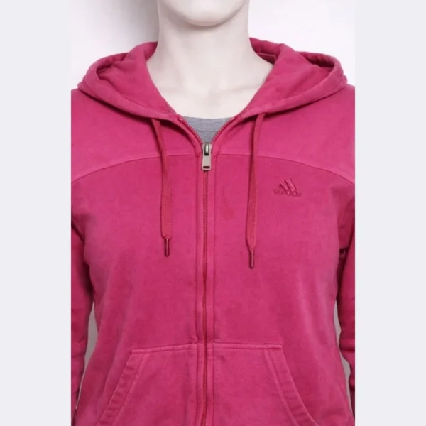 ADIDAS Women’s Pink Zip-Up Hoodie – Size Large - Image 3