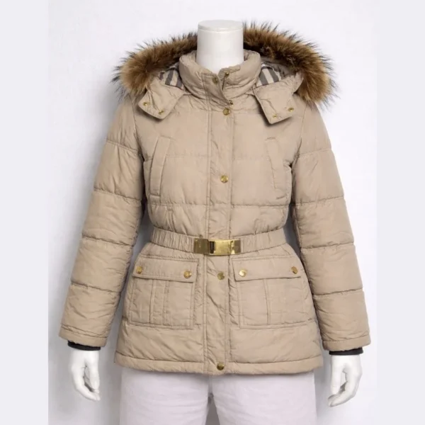 BURBERRY Women’s Hooded Down Jacket – Size Medium