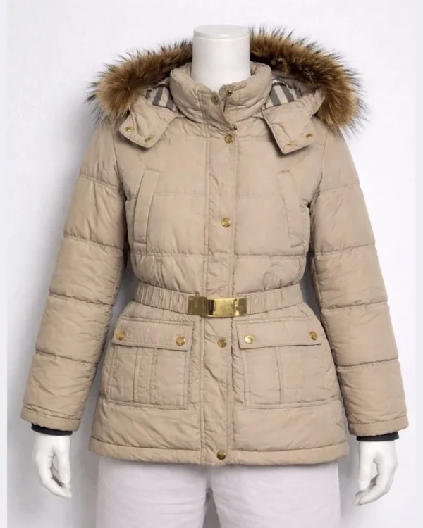 BURBERRY Women’s Hooded Down Jacket – Size Medium