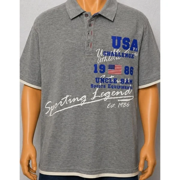 Uncle Sam Grey Polo Shirt Size XXL - Image 3