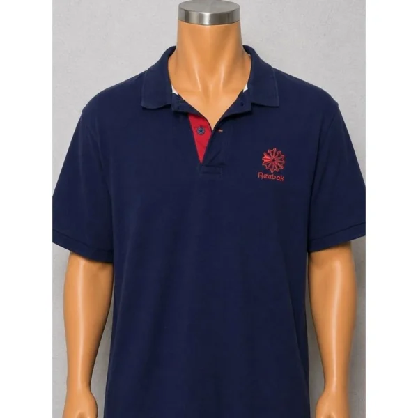 Reebok Navy Polo Shirt Size Large - Image 3