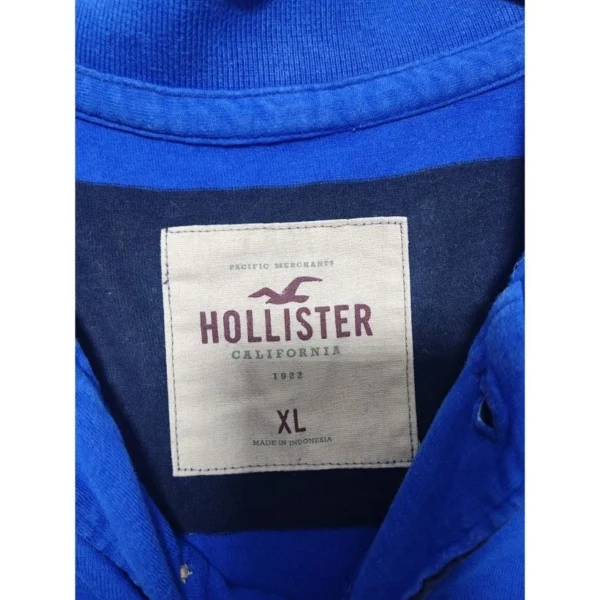Hollister Blue Striped Polo Shirt Size XL - Image 4