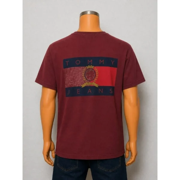 Tommy Jeans Burgundy T-Shirt Size M - Image 2