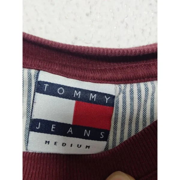 Tommy Jeans Burgundy T-Shirt Size M - Image 4