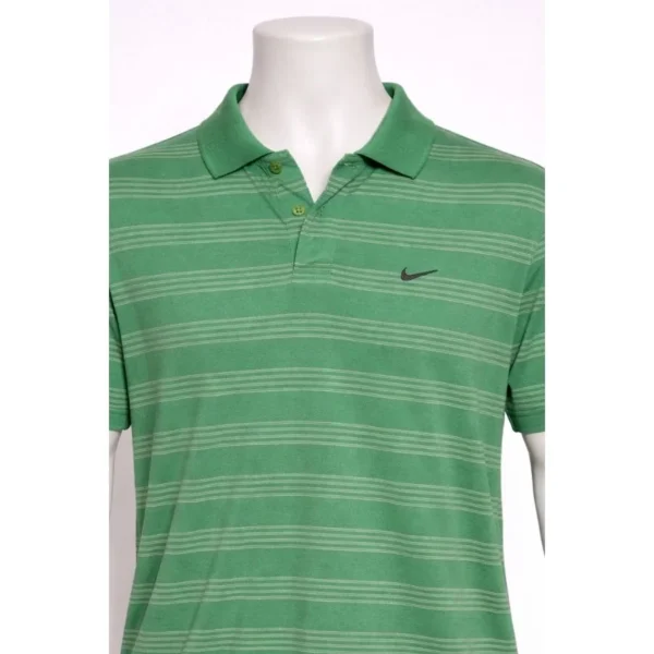 Nike Golf Men’s Green Striped Polo Shirt Large - Image 3