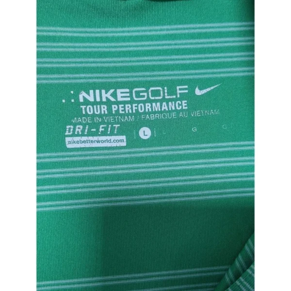 Nike Golf Men’s Green Striped Polo Shirt Large - Image 4