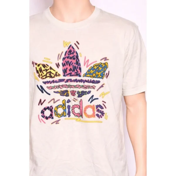 Adidas Graphic Trefoil Beige T-Shirt Size Large - Image 3